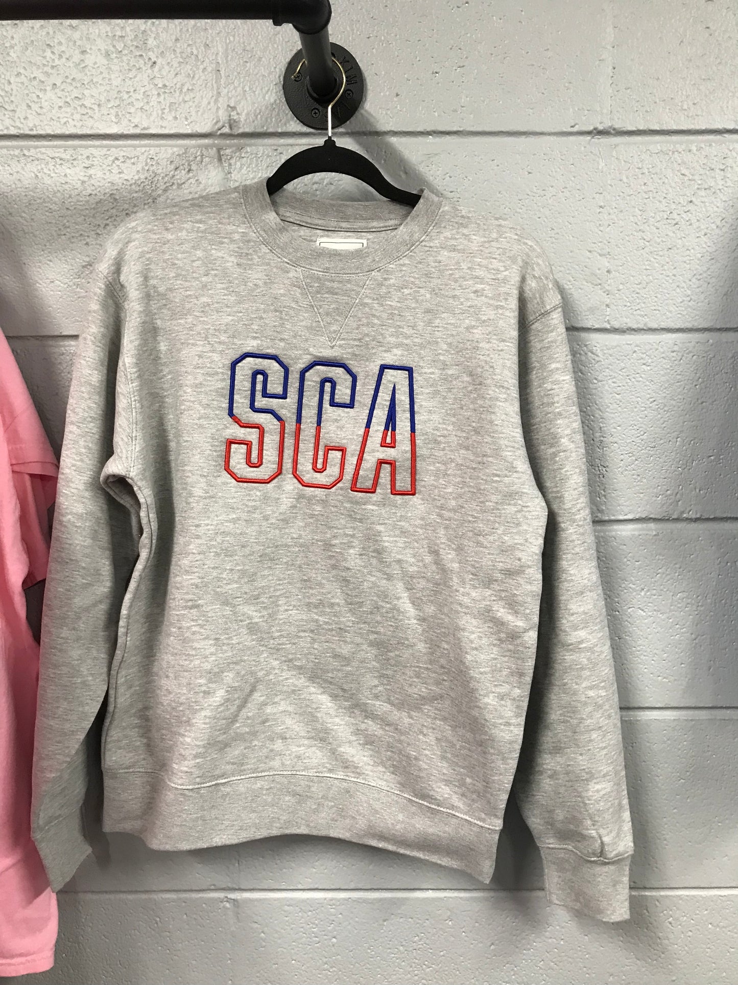 Red and Blue SCA Gray Crewneck