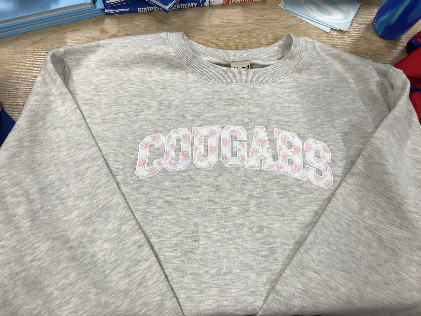 Pink Floral Cougars Crewneck