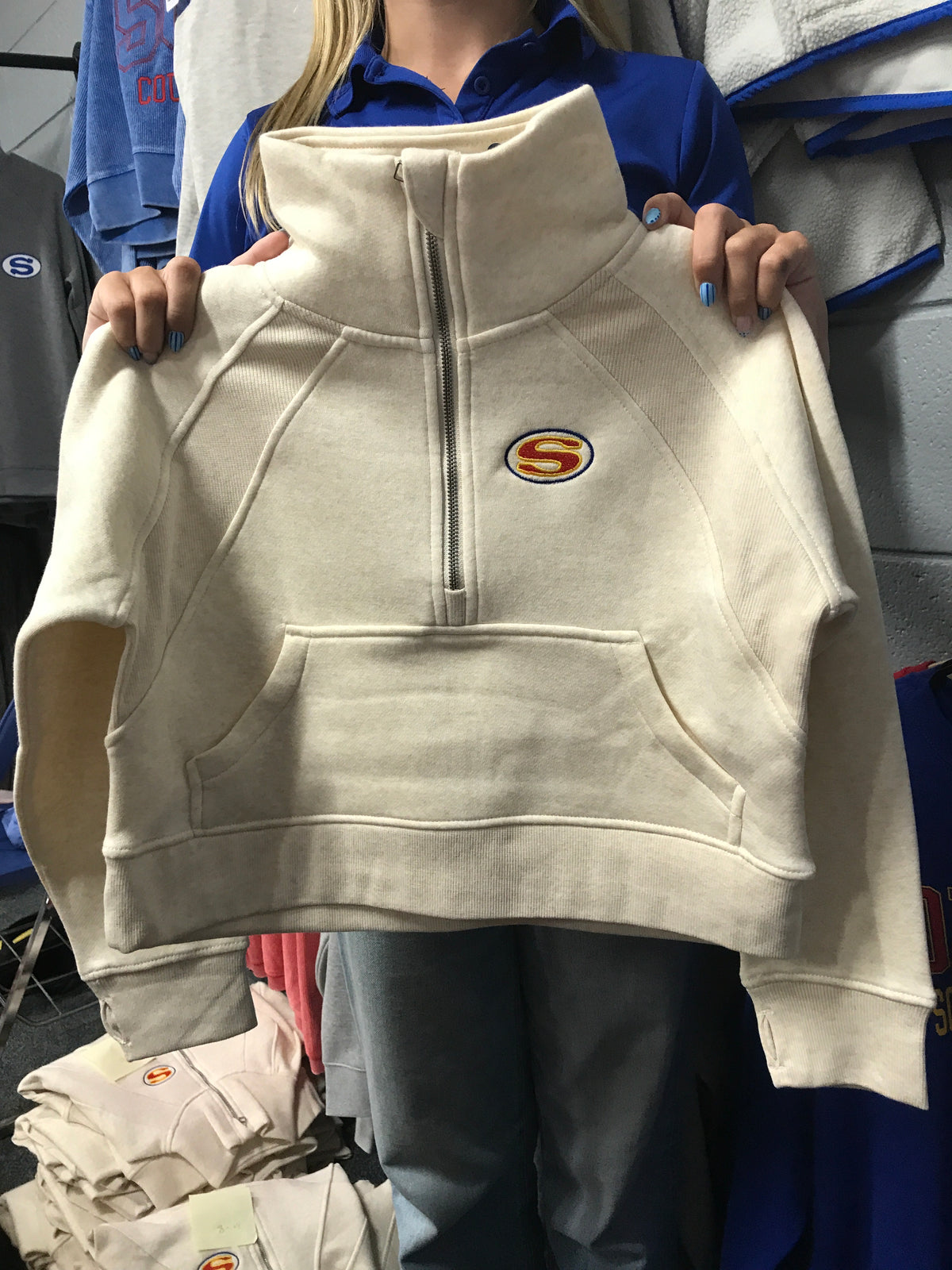 CREAM QUARTER-ZIP