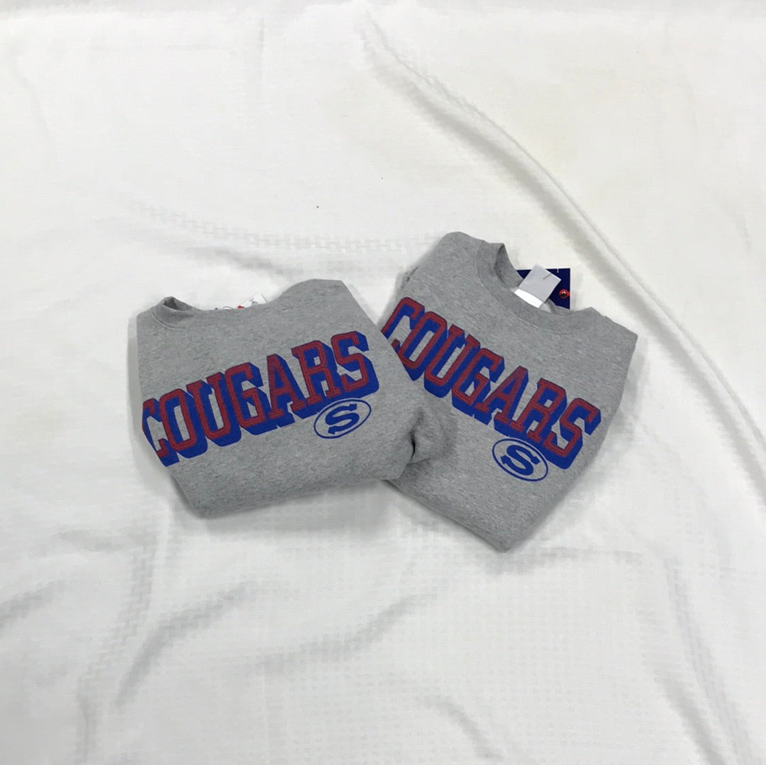 Champion Grey Crew Neck Hoodie Red Cougars YOUTH