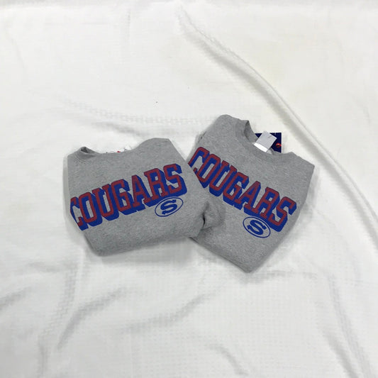 Champion Grey Crew Neck Hoodie Red Cougars YOUTH