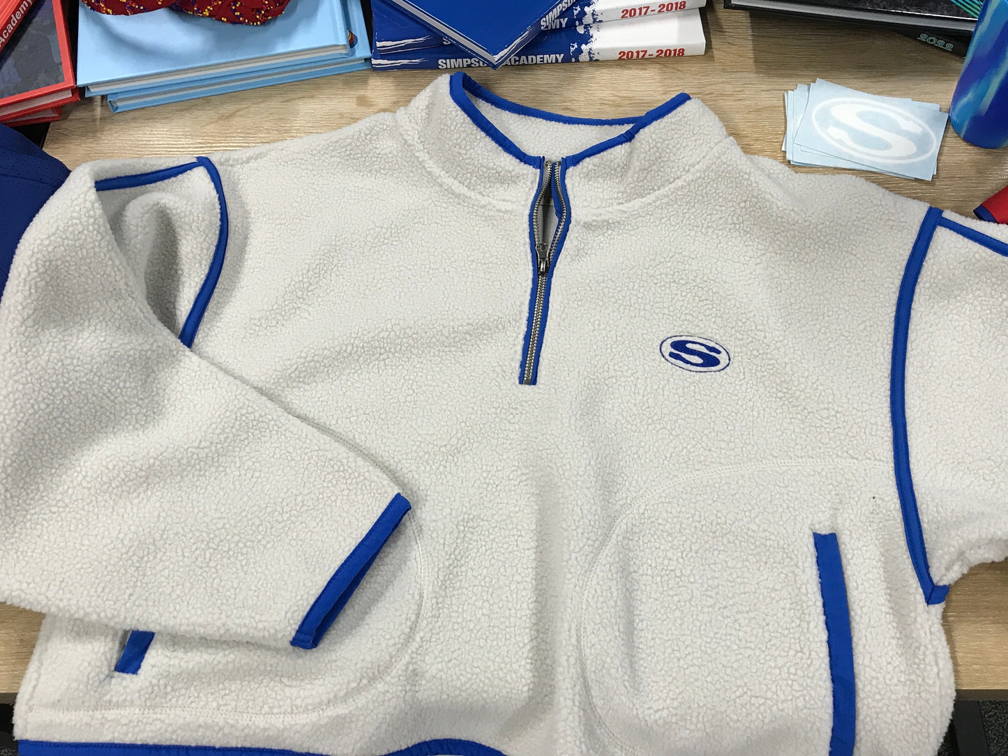 White and Blue Fleece Jacket