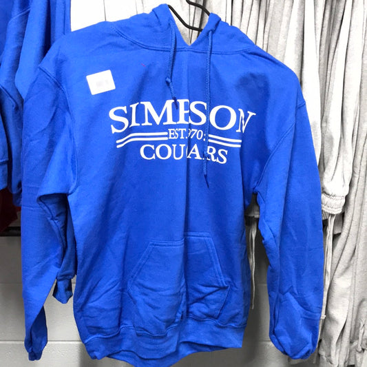 Royal Blue Hoodie White Simpson Cougars EST. 1970 YOUTH