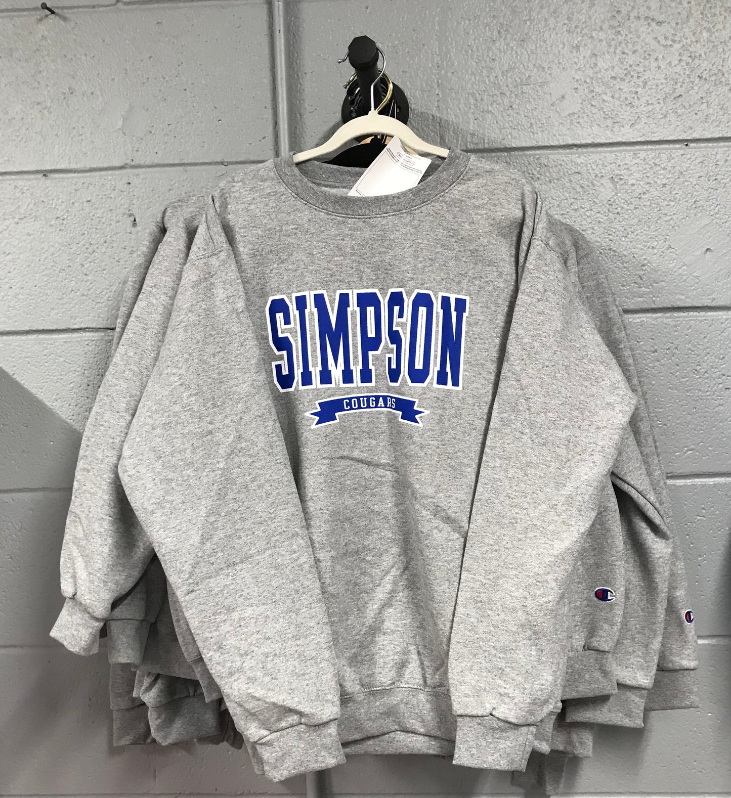 Blue Simpson Cougars Youth Grey Crewneck