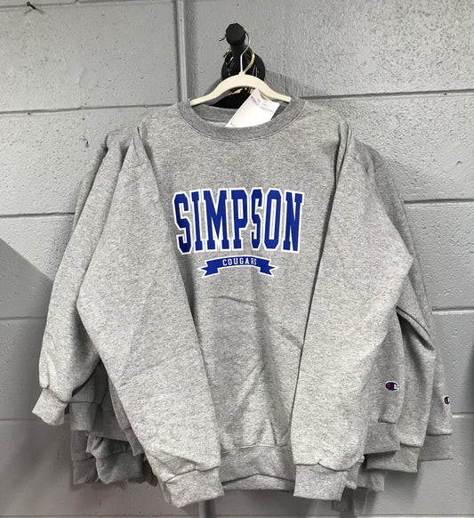 Blue Simpson Cougars Youth Grey Crewneck