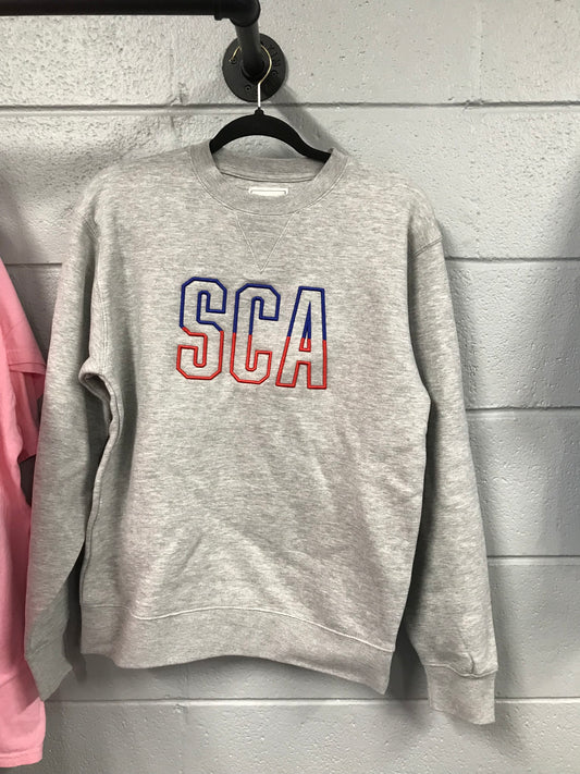 Red and Blue SCA Gray Crewneck