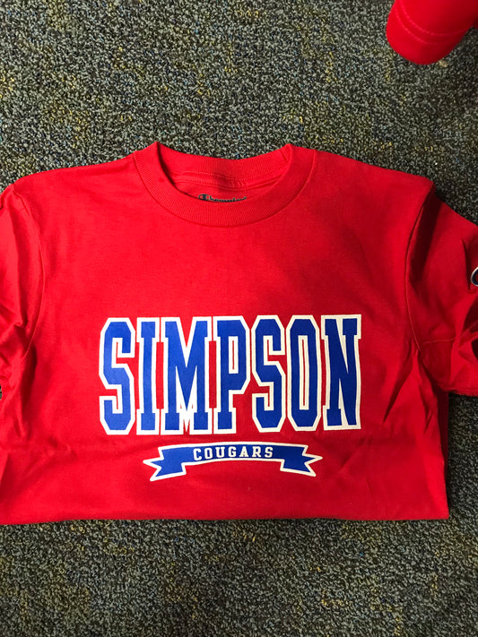 Youth RED T-shirt BLUE Simpson Cougars